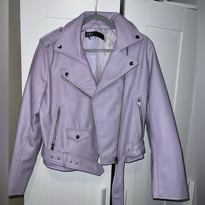 Smooth Leather Moto Jacket (Light Purple) Never Worn